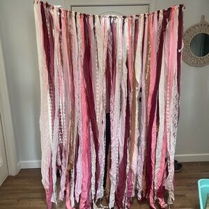 Boho ribbon photo backdrop.